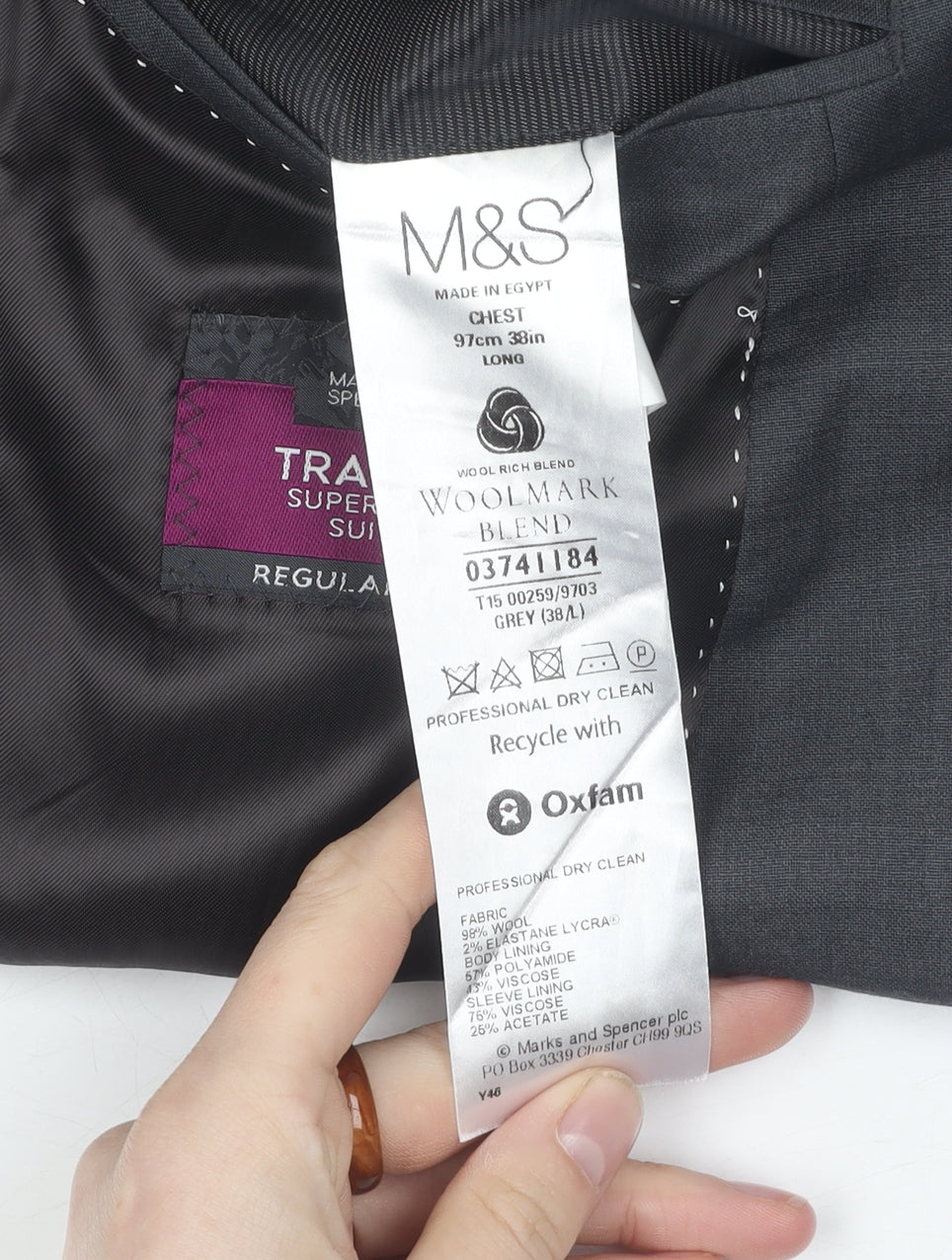 Marks & Spencer Men's Grey Suit Jacket 38L