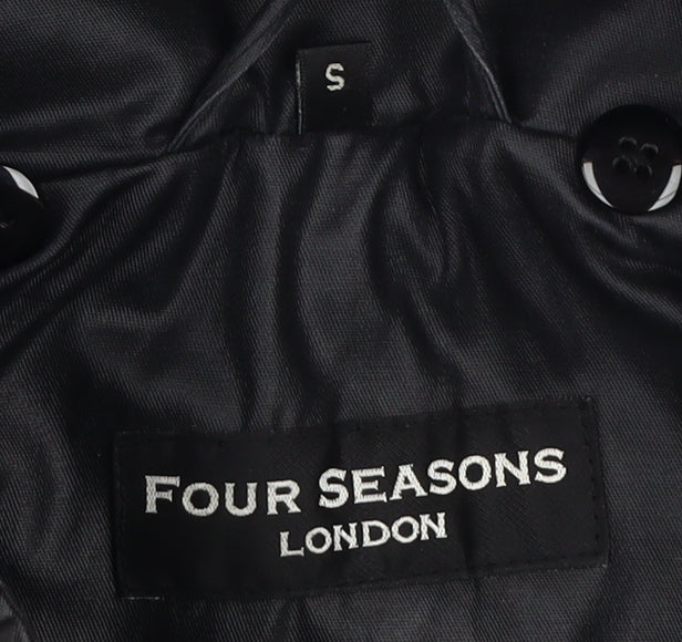 Four Seasons London Men's Black Hooded Rain Coat S