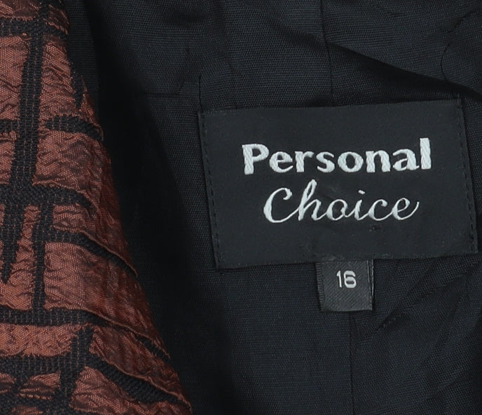 Personal Choice Women's Brown Geometric Jacket Size 16