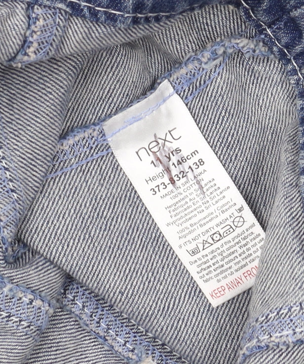Close-up detail of Next girls’ blue denim jacket 11 years