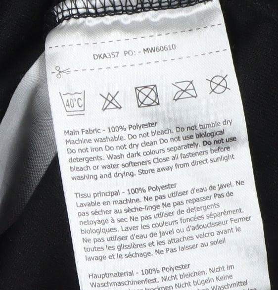 Brand and care label for Dare 2b girls’ black fleece pullover sweatshirt, size 10, years