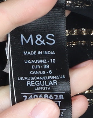 Marks & Spencer Women's Black Long Sleeve Blouse Size 10