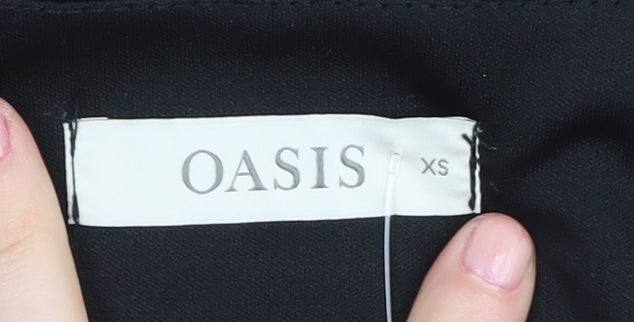 Oasis Black V-Neck Womens Top XS Long Sleeve Polyester