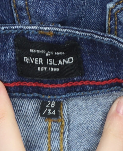 River Island Men's Blue Skinny Jeans, Size 28, Medium Wash