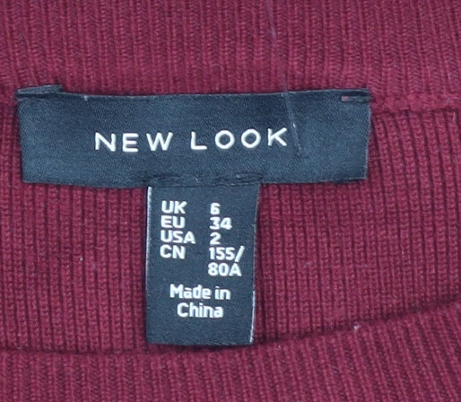 New Look Women's Red Striped Pullover, Size 6