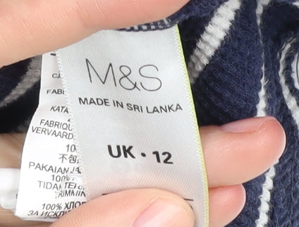 Marks & Spencer Women's Blue Striped Pullover Jumper