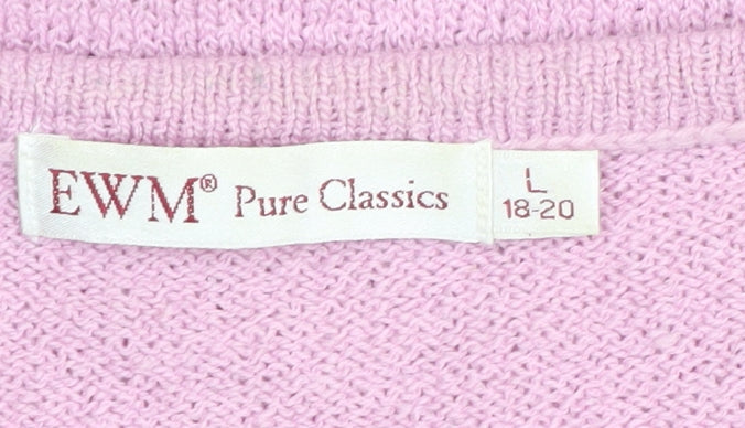 EWM Pure Classics Pink Women's Cable-Knit Pullover, L