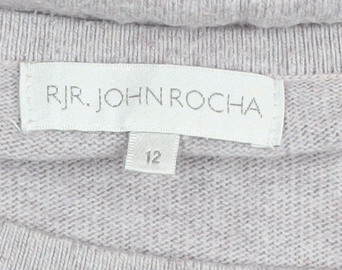 RJR John Rocha Women's Grey Beaded Pullover Jumper Size 12