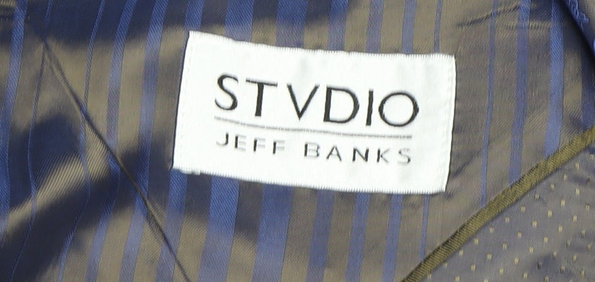 STVDIO Jeff Banks Men's Black Pinstripe Blazer, 36 Regular