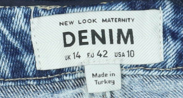 New Look Maternity Cut-Off Shorts, Blue, Size 14