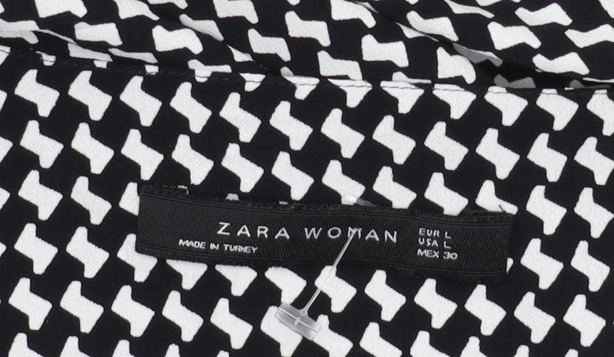 Zara Women's Black Geometric Blouse Size 12
