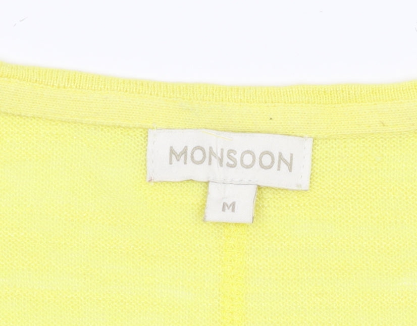 Monsoon Women's Yellow V-Neck Blouse - Medium