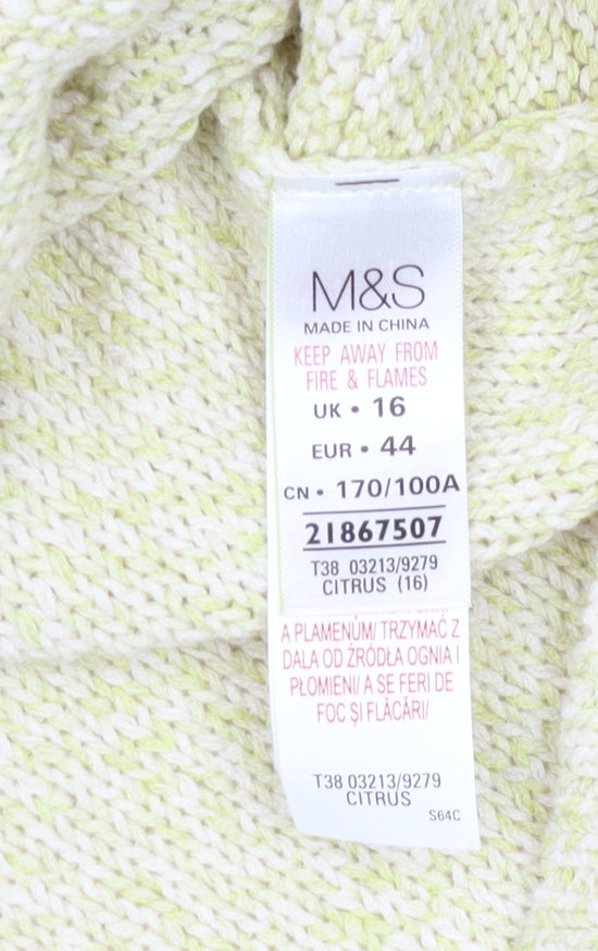 Marks & Spencer Women's Yellow Knitted Pullover Jumper - Size 16