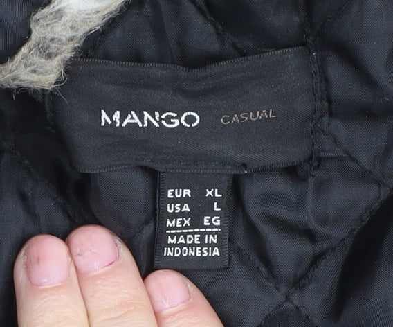 Mango Women's Black Parka Jacket L Relaxed Fit