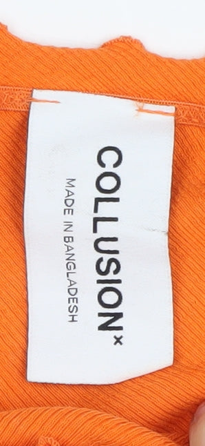 Collusion Women's Orange Cropped One Shoulder Top, Size 4