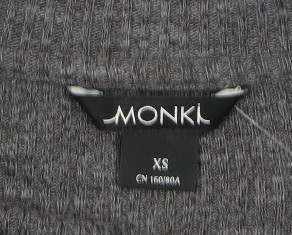 Monki Women's Grey XS Basic Knit T-Shirt Casual Mock Neck