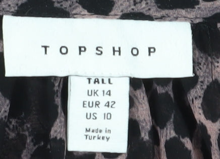 Topshop Women's Animal Print Tunic Blouse, UK 14, Multicoloured