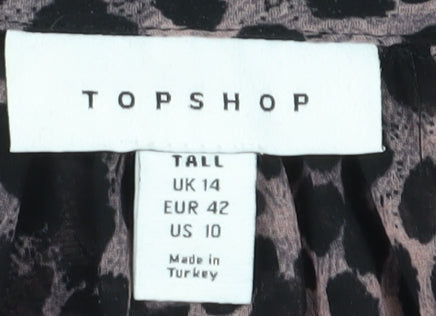 Topshop Women's Animal Print Tunic Blouse, UK 14, Multicoloured