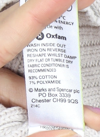 Marks & Spencer Women's Beige Full Zip Roll Neck Jumper
