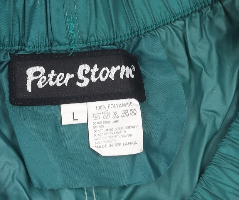 Peter Storm Women's Green Rain Trousers, Size L, Elastic Waist