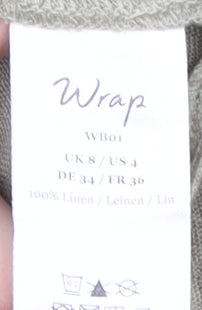 Wrap Women's Beige Tunic Blouse, Size 8, Linen, Casual