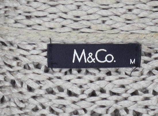 M&Co Women's Beige Open-Knit Cardigan - M