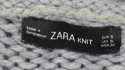 Zara Women's Grey Chunky Knit Jumper Size S