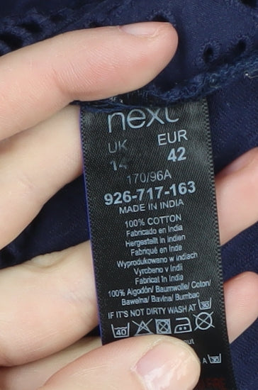 Next Women's Blue Cotton Blouse, Size 14, Lined