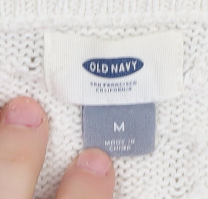 Old Navy Women's Ivory Cable-Knit Pullover Jumper, M