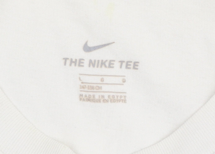 Nike Boys White L T-Shirt with Logo Accents