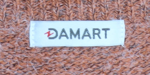 Damart Women's Orange Cardigan M Crew Neck