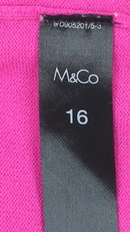 M&Co Women's Pink Striped Pullover Jumper, Size 16