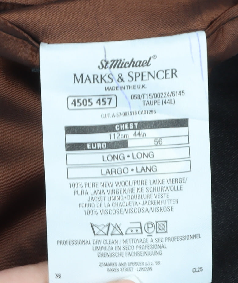 Marks & Spencer Men's Brown Wool Blazer 44 Long