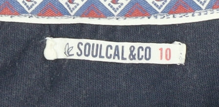 SoulCal & Co Women's Blue Floral Button-Up Top, Size 10