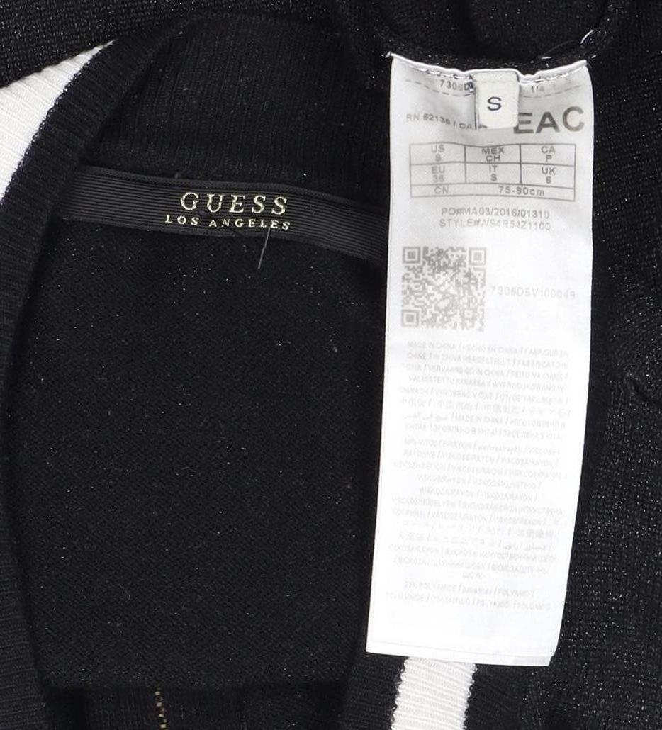 Guess Women's Black Full Zip Floral Jumper S