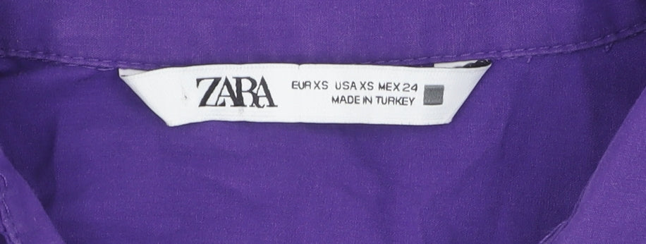 Zara Women's Purple Button-Up Shirt XS Long Sleeve