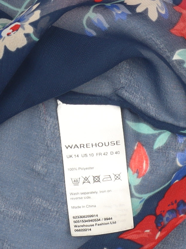 Warehouse Women's Multicoloured Floral Tunic Blouse Size 14