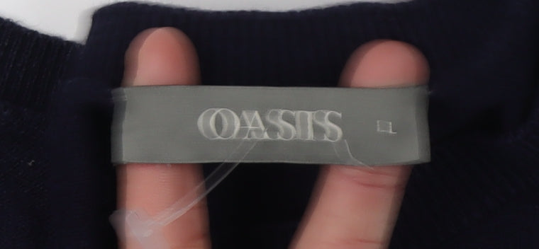Oasis Women's Blue Striped Pullover Jumper L