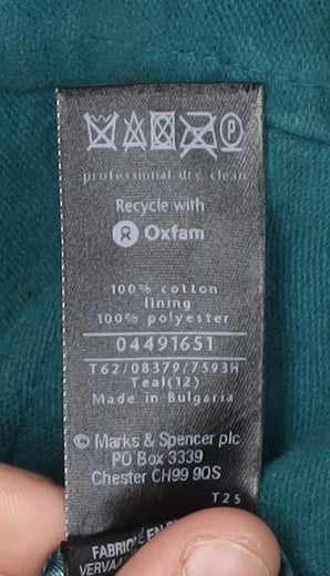 Marks & Spencer Women's Green Cotton Jacket Size 12