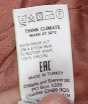 Marks & Spencer Women's Pink V-Neck Blouse, Size 8