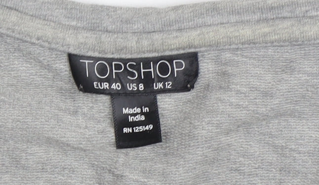 Topshop Women's Grey Cotton Studded Top Size 12