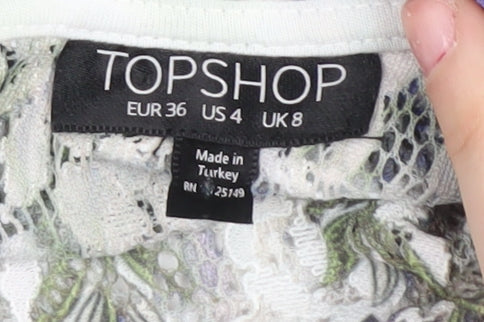Topshop Women's Multicoloured Floral Crop Blouse Size 8