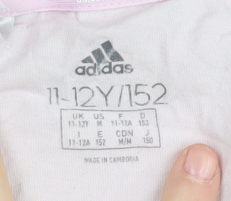 Additional view of Adidas girls’ pink t-shirt 11-12 years basic logo tee