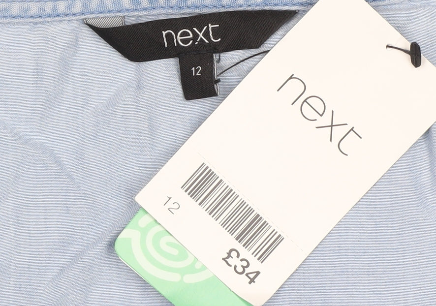 Next Women's Blue Tunic Blouse, Size 12, V-Neck, Casual