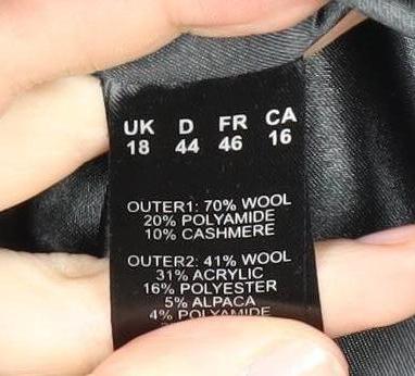 Eastex Women's Black Wool Blend Mid-Length Overcoat