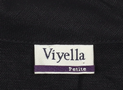 Viyella Petite Black Linen Blazer Women Size 8