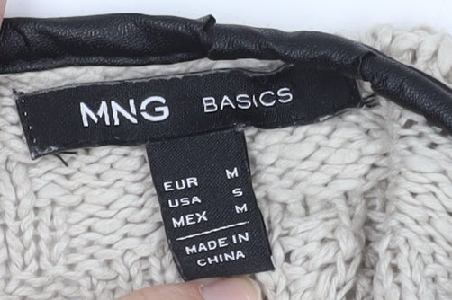 MNG Basics Women's Beige Open Knit Cardigan M