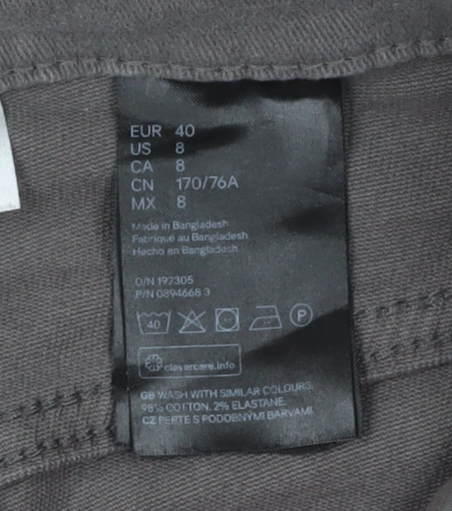 H&M Grey Women's Straight Jeans, Size 12, Comfortable Fit