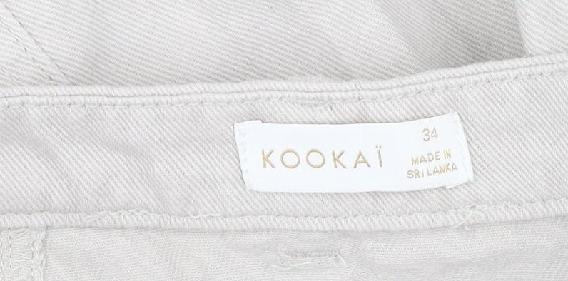 Kookai Women's Beige Button Cotton Skirt Size 6