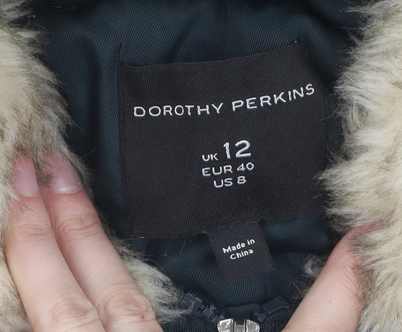 Dorothy Perkins Women's Green Parka Coat UK 12